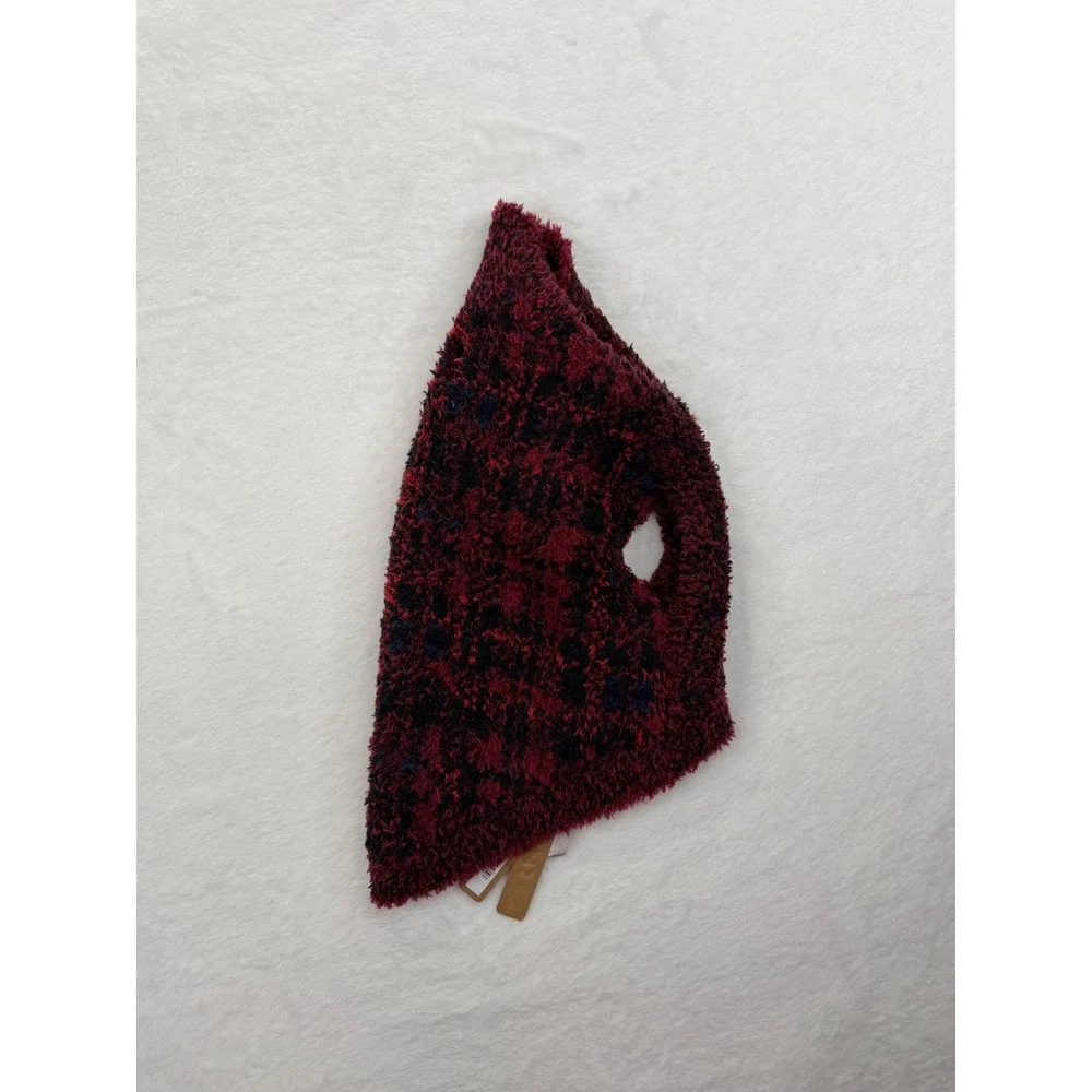 SKIMS Cozy Pet Sweater Merlot Navy Plaid Boucle Knit TB-ACC-4548 Size M NWT